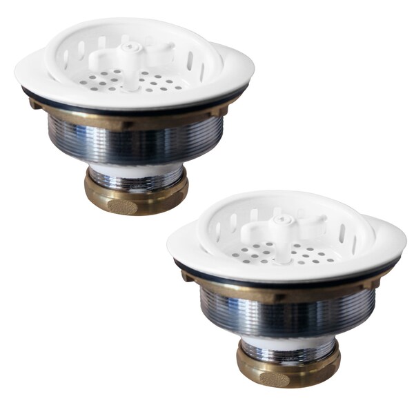 Westbrass Two Wing Nut Style Large Kitchen Basket Strainer in Powdercoated White D2135-50 - main